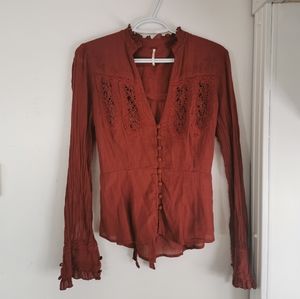 Free People Boho Top- Rust Orange